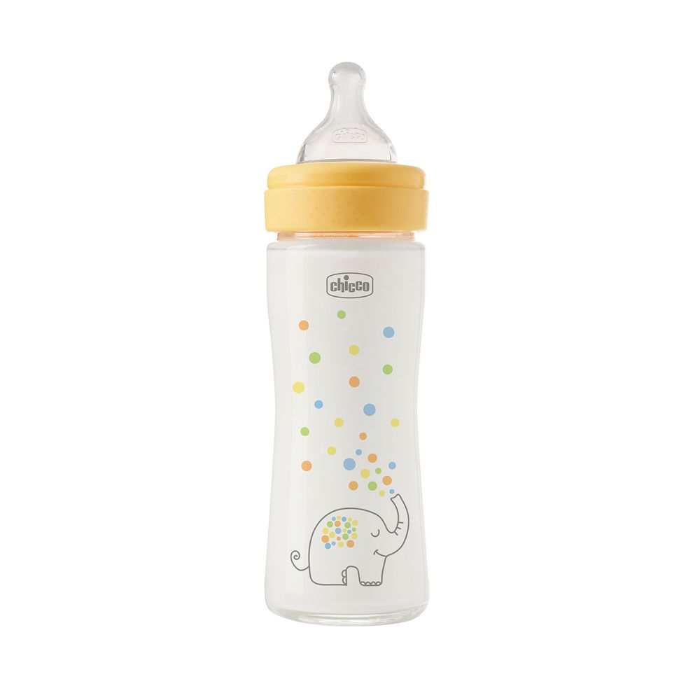 Chicco Perfect Easy Glass Feeding Bottle - 0M+ - 240ml