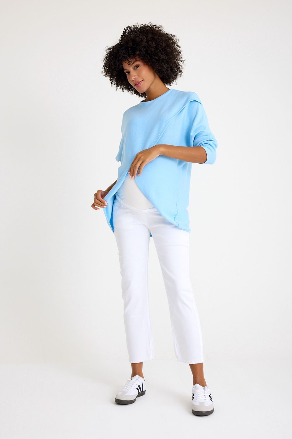 Accouchee - Loose Maternity Nursing Knitwear Sweater - Ice Blue