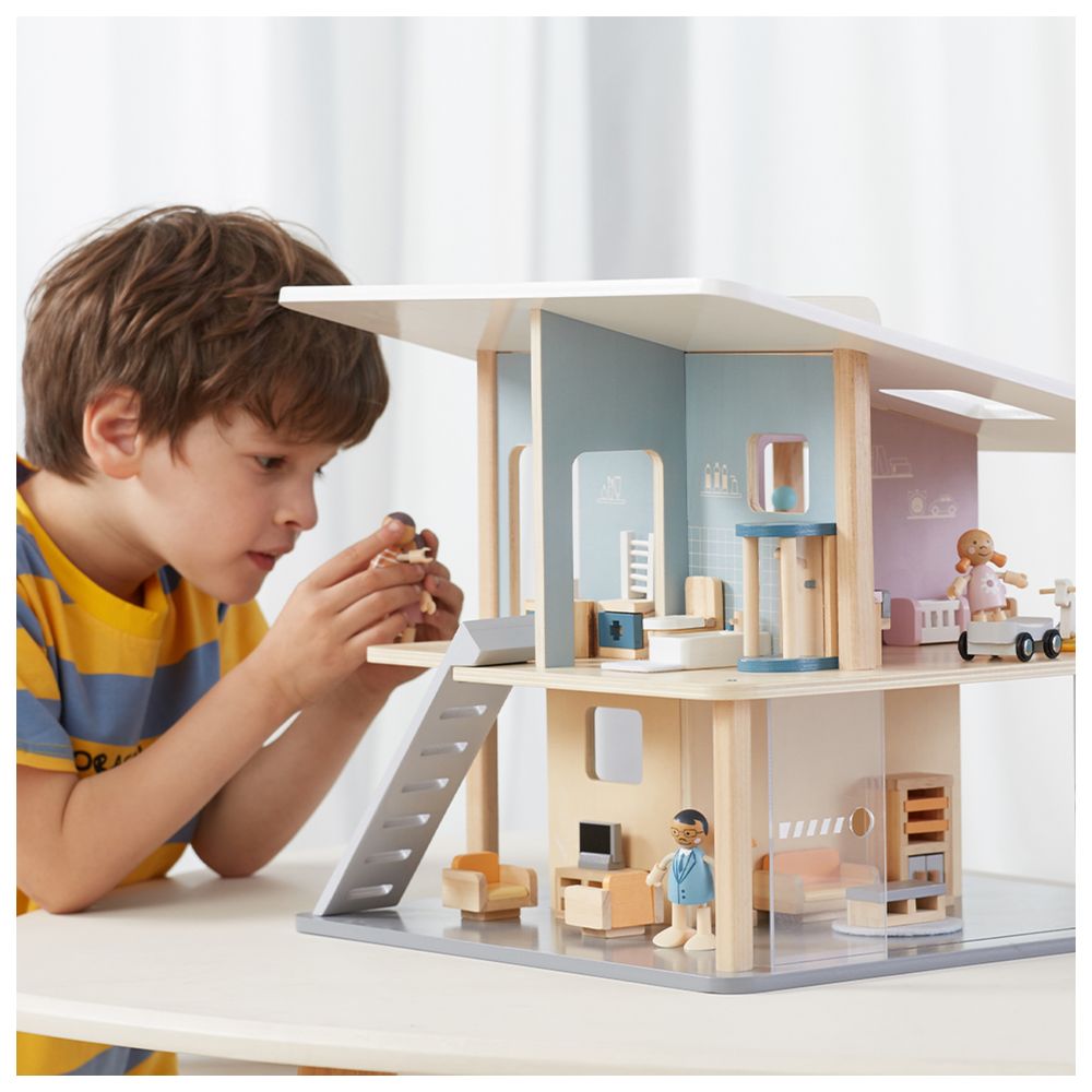 PolarB - Doll Family with Posable Arms and Legs for Dollhouse Role Play - 4pcs