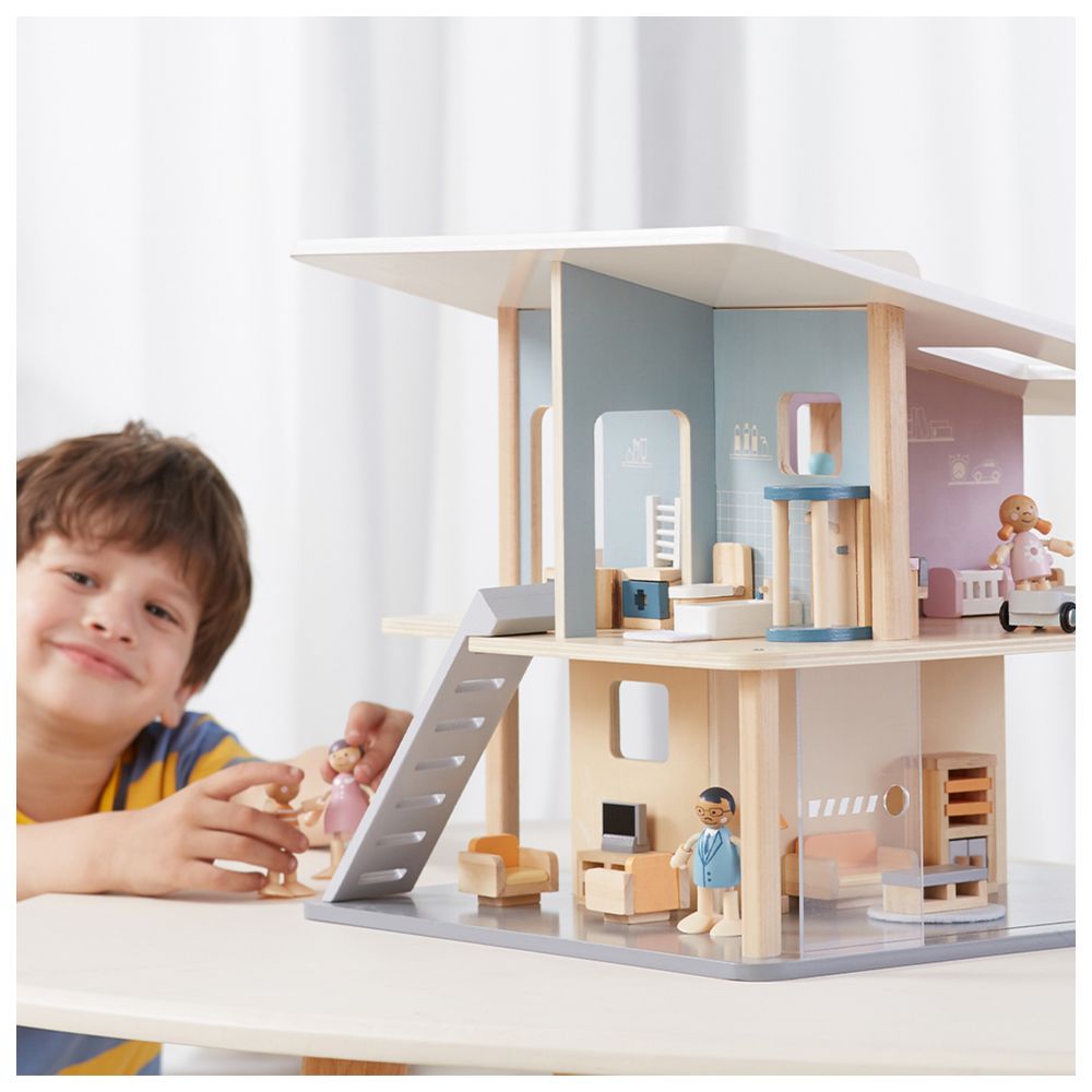 PolarB - Doll Family with Posable Arms and Legs for Dollhouse Role Play - 4pcs