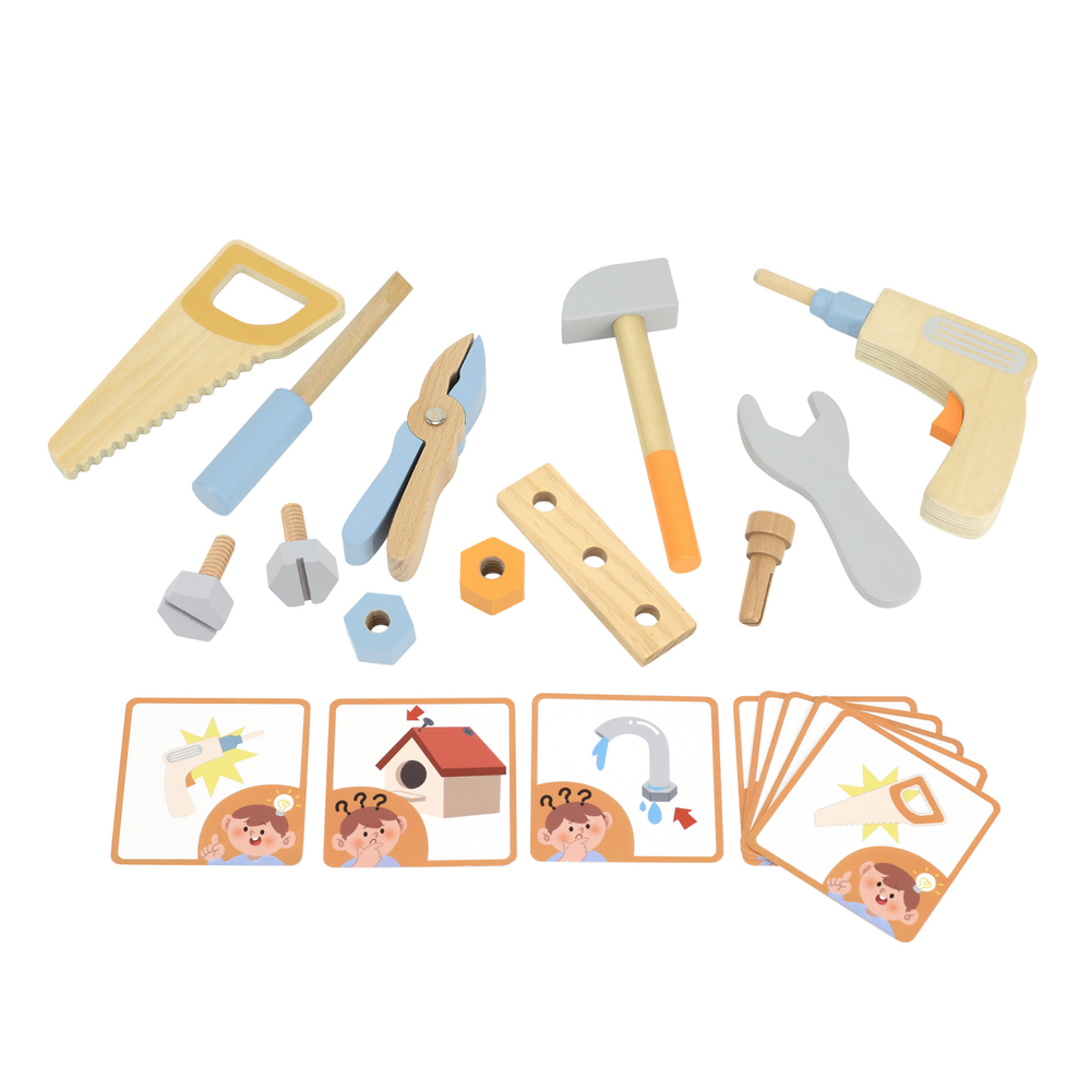 PolarB - Wooden Tools Pretend Playset - Multicolor - 21 Pcs
