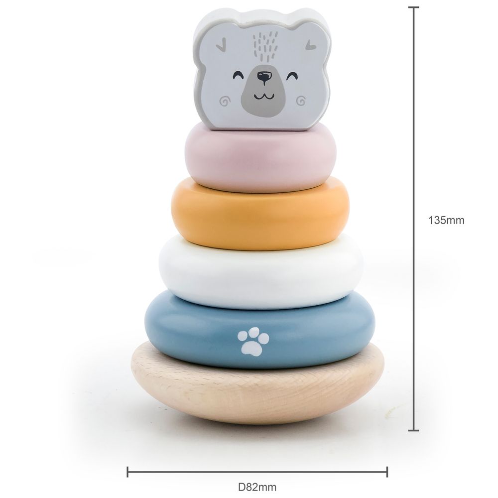 PolarB - Wooden Polar Bear Stacker & Pounding Bench Set Fine Motor Toy