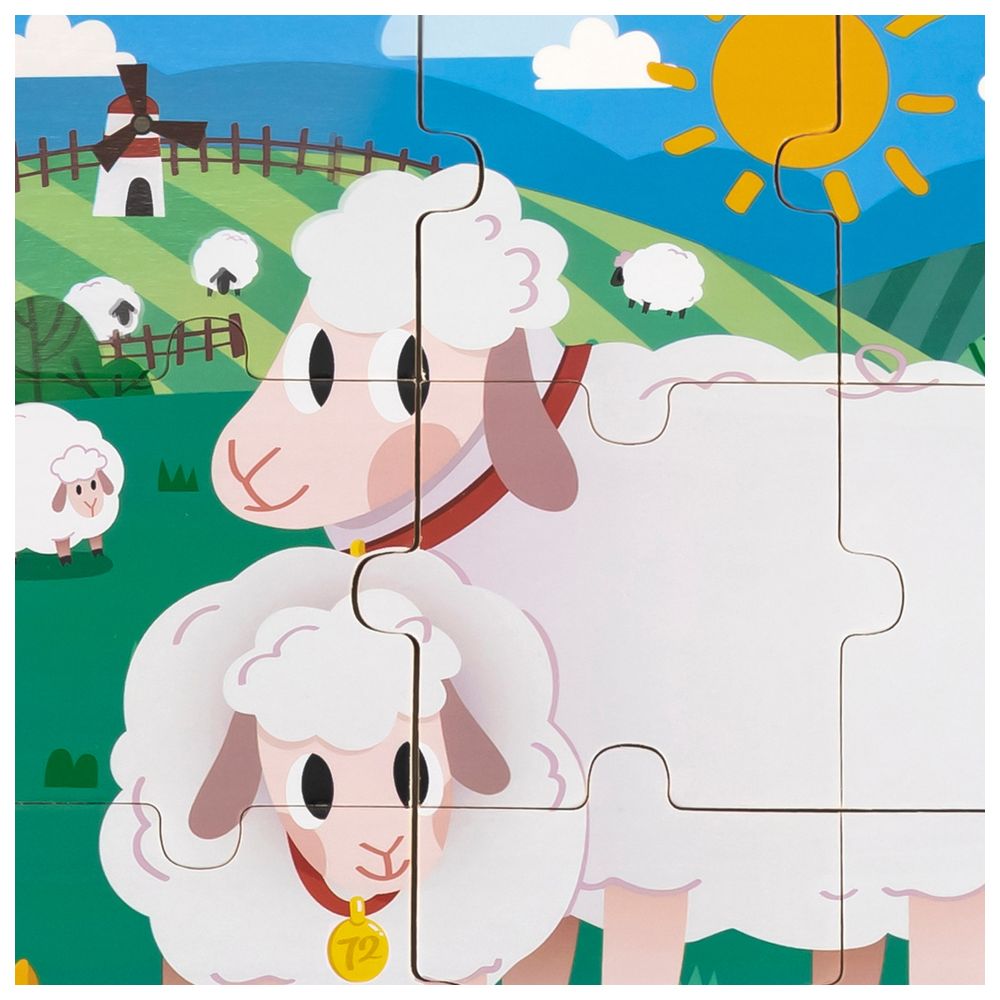 Viga - Sheep Jigsaw Puzzle - 9pcs Montessori Wooden Educational Toy