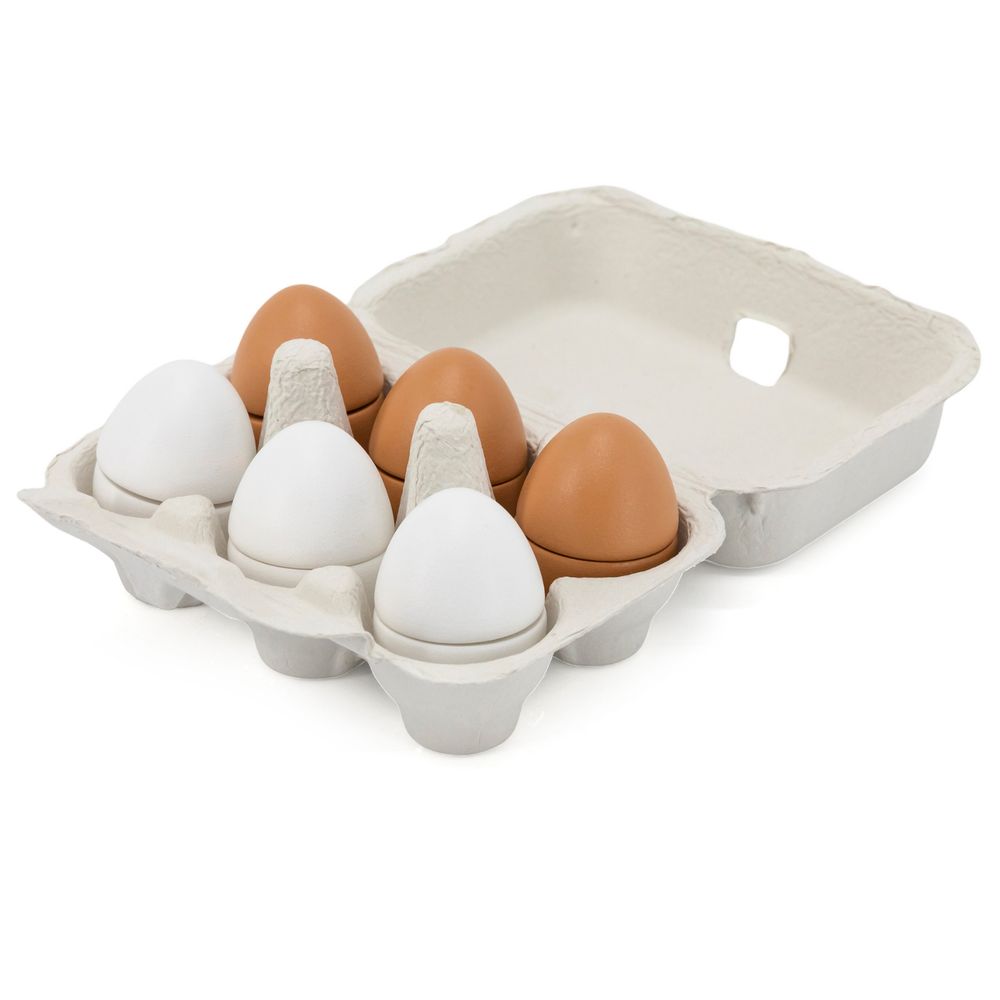 Viga - Wooden Eggs to Cut Set - 6pcs - Pretend Play Food with Carton