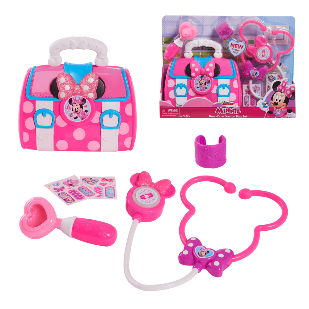 Disney - Minnie Mouse Bow-Care Doctor Bag Set, 6-Piece Preschool Pretend Play Toy