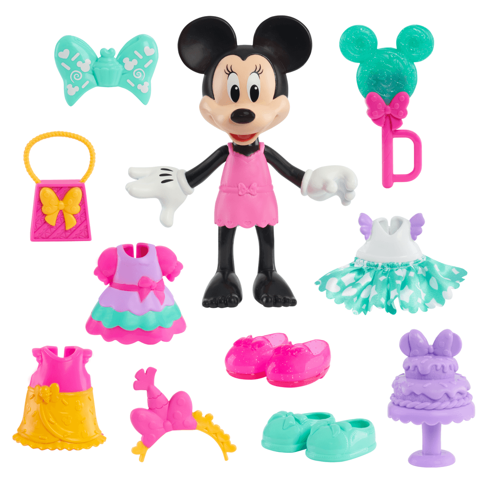 Disney - Minnie Mouse Sweet Party Fabulous Fashion Doll, 14-Piece Doll & Accessories Set