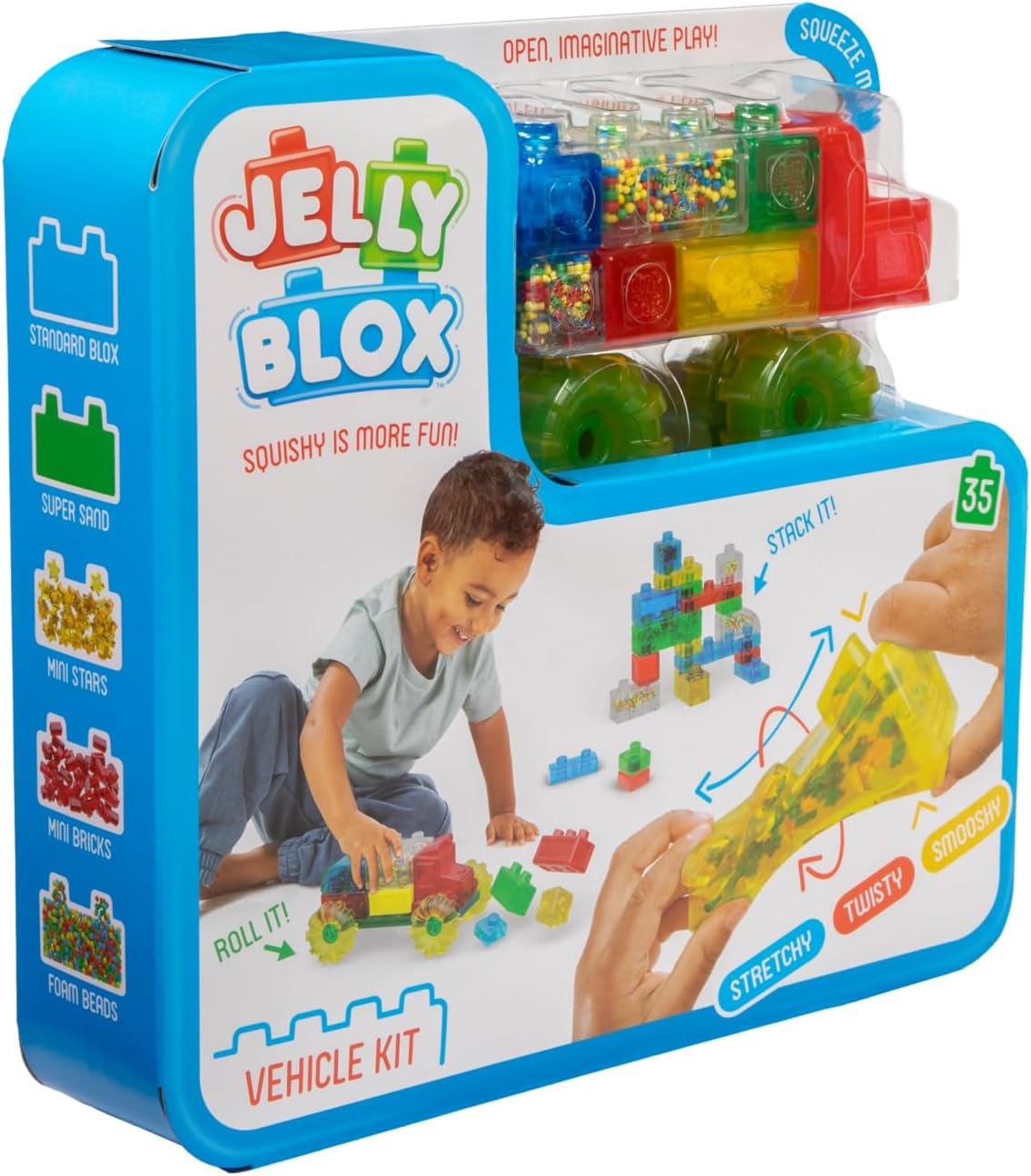 Jelly Blox - 2-In-1 Stash And Stack Building Block Vehicle Kit - 38 Pcs