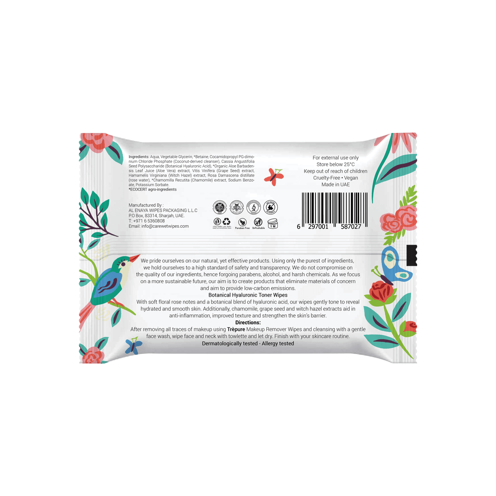 TREPURE - Botanical Hyaluronic Toner Wipes - Pack of 1 - 30 Pcs