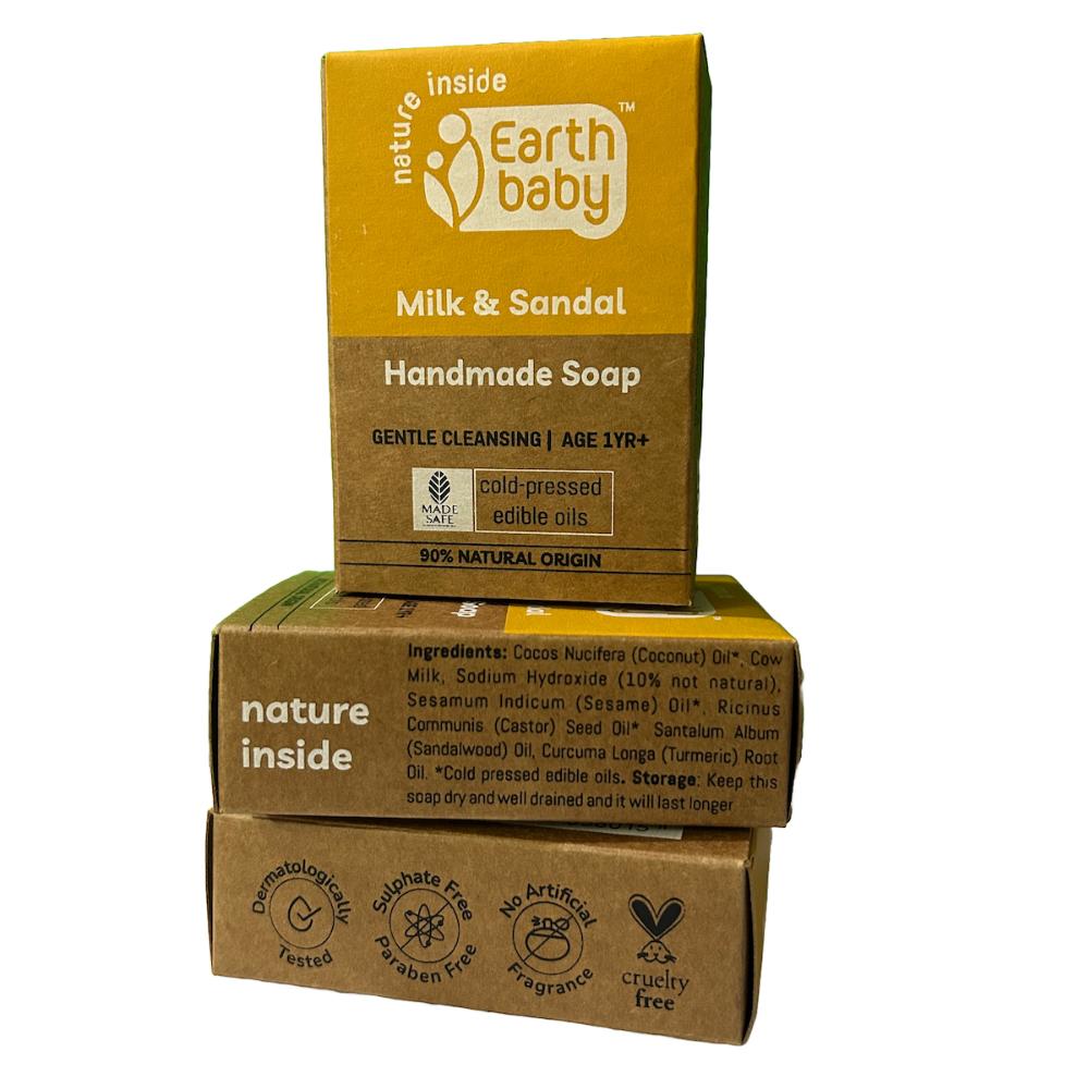 Earthbaby - Natural Milk And Sandal Hand Made Bath Soap - 1 Pc - 100g
