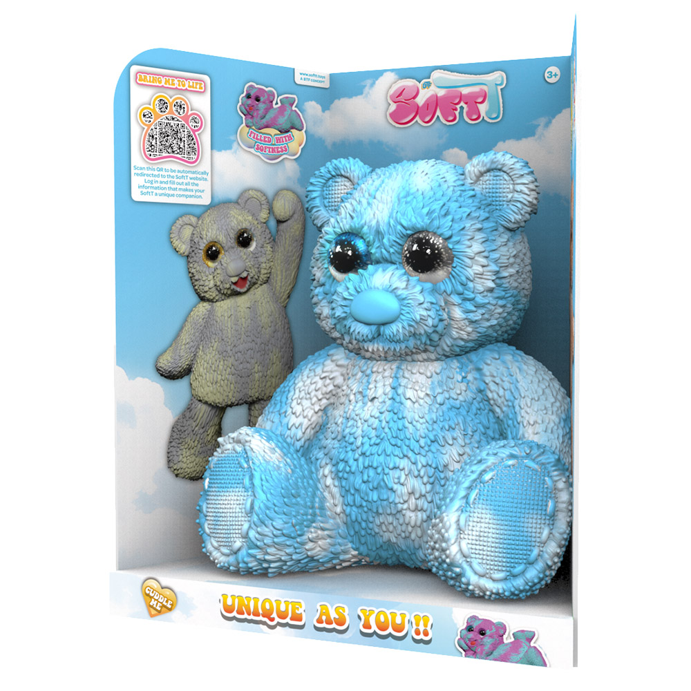 Soft T - Open Display Box Packing Bear Toy - Blue - 28 cm