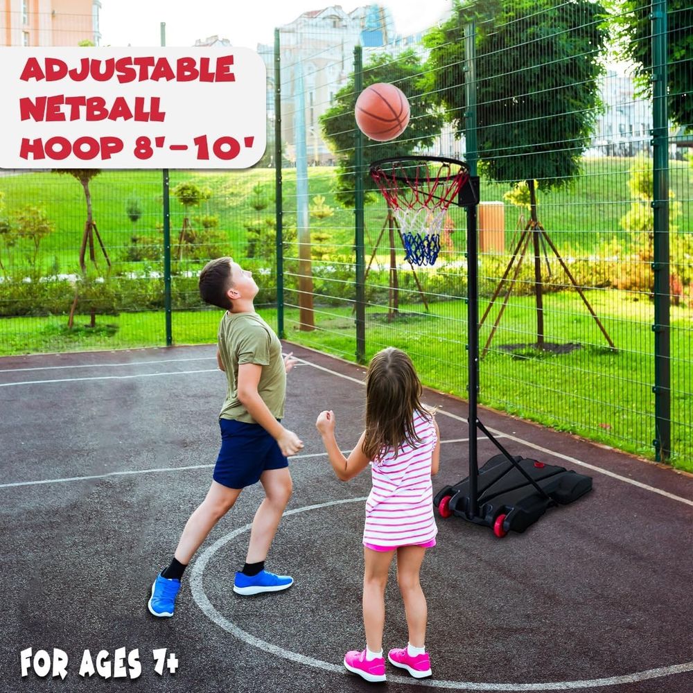 UKR Professional Adjustable Netball Hoop - Black - 8-10 ft