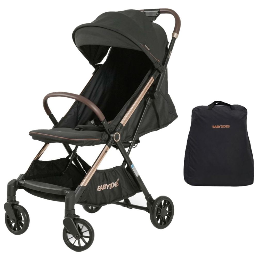 Babydoes Vaporz Gold Frame Baby Stroller - Black