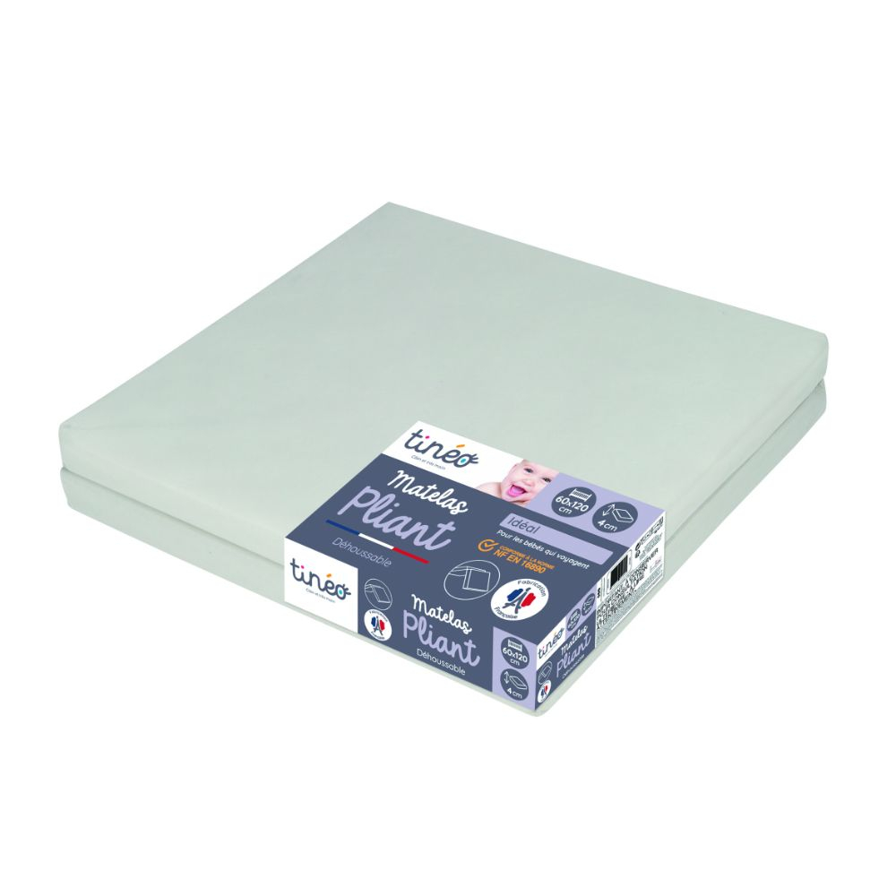 Tineo Foldable Mattress With Removable Cover Grey - 60 x 120cm