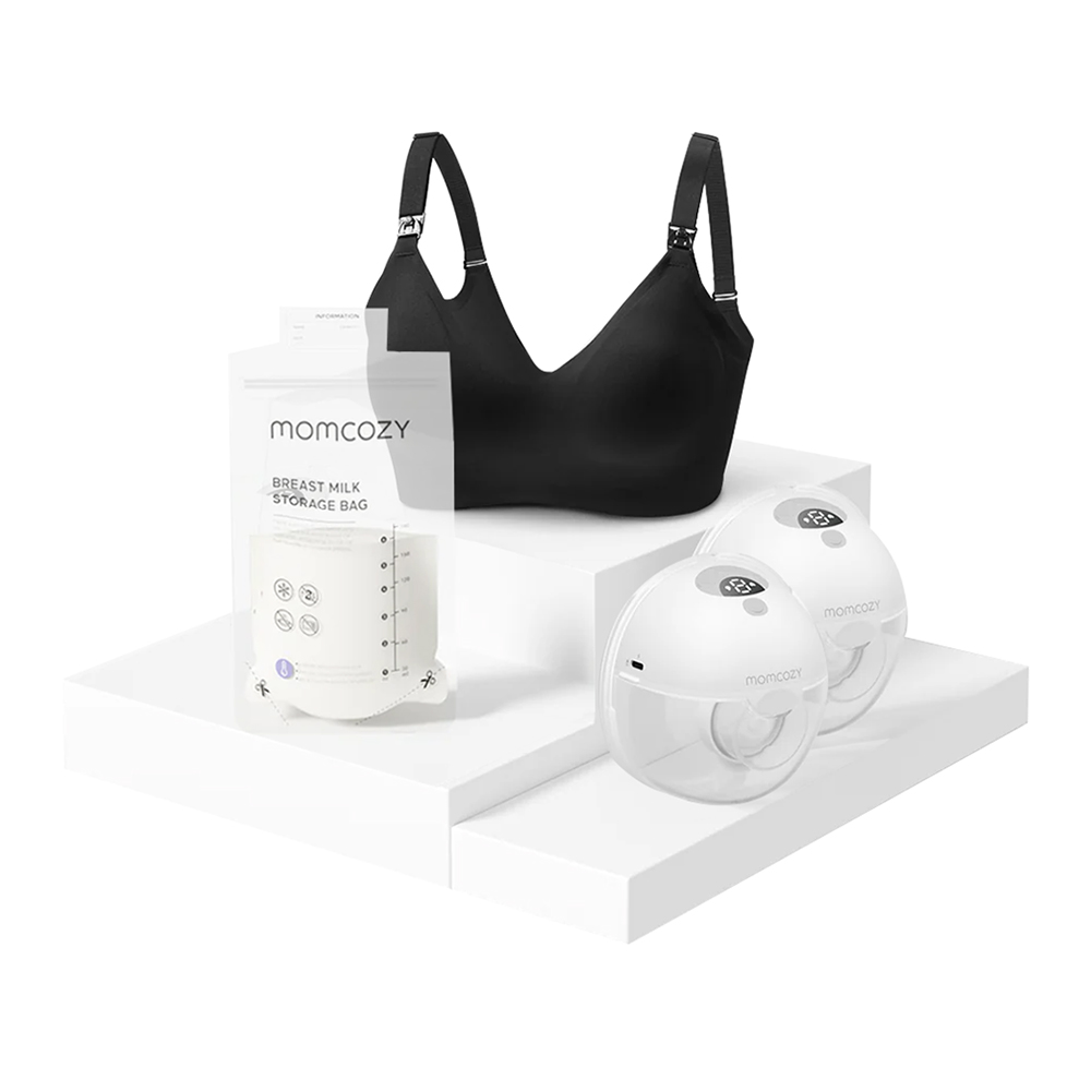 Momcozy - Hands Free Breast Pump With Pumping Bra And 50 Milk Storage Bags