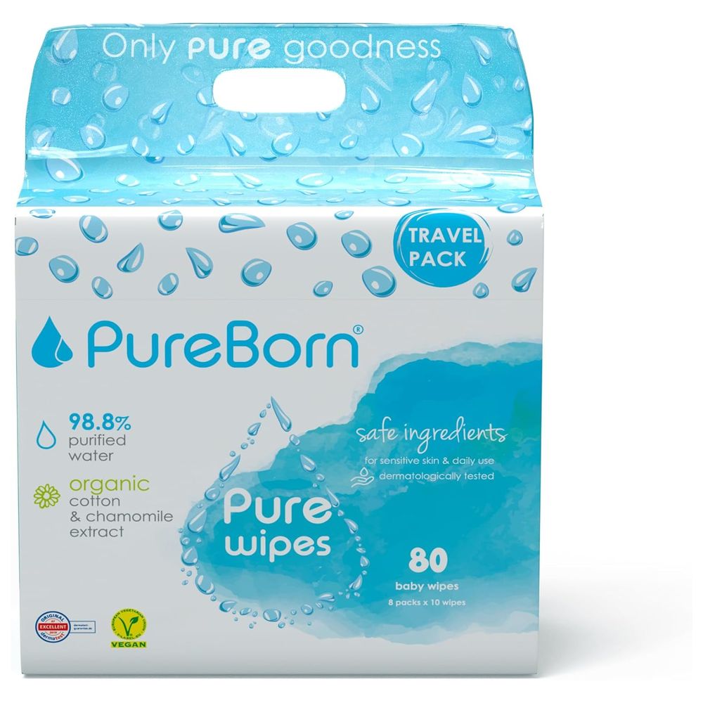 Pureborn - Organic Cotton Baby Wipes With Chamomile Extract