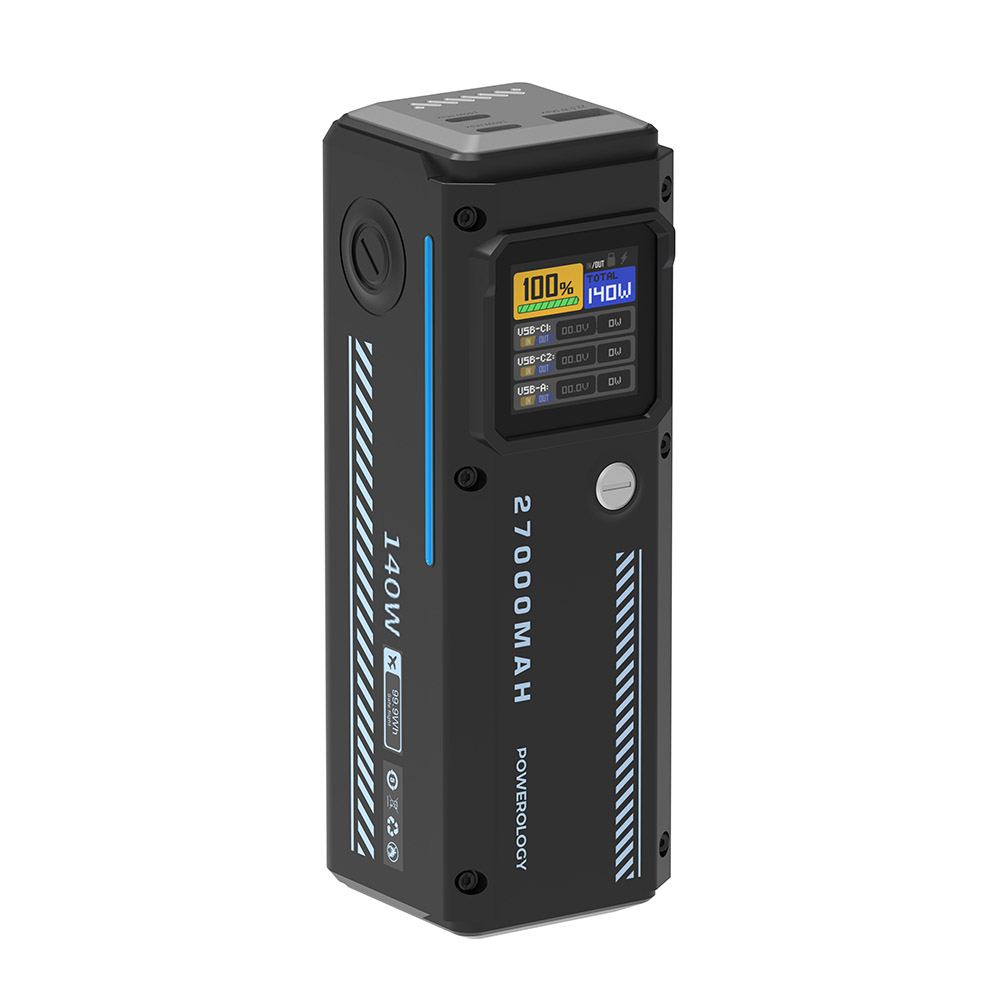 Powerology - Smart Display Power Bank - Black - 27000 mAh