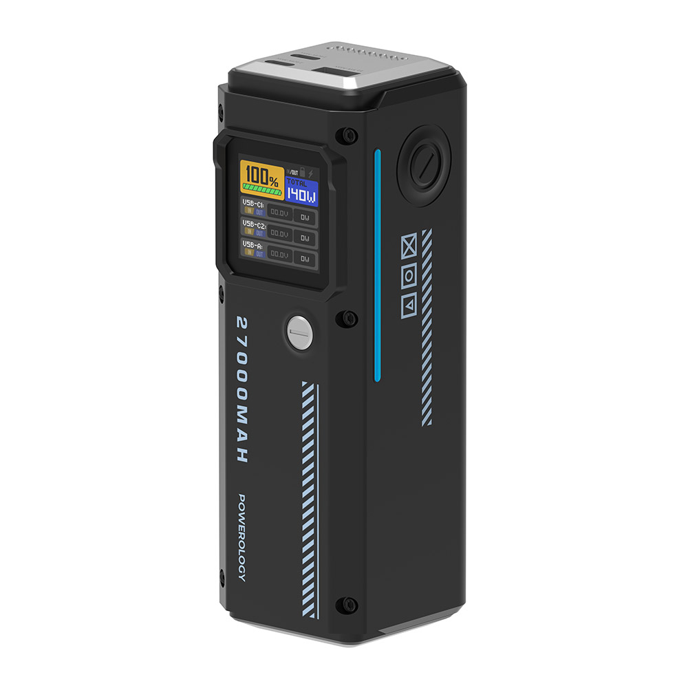 Powerology - Smart Display Power Bank - Black - 27000 mAh