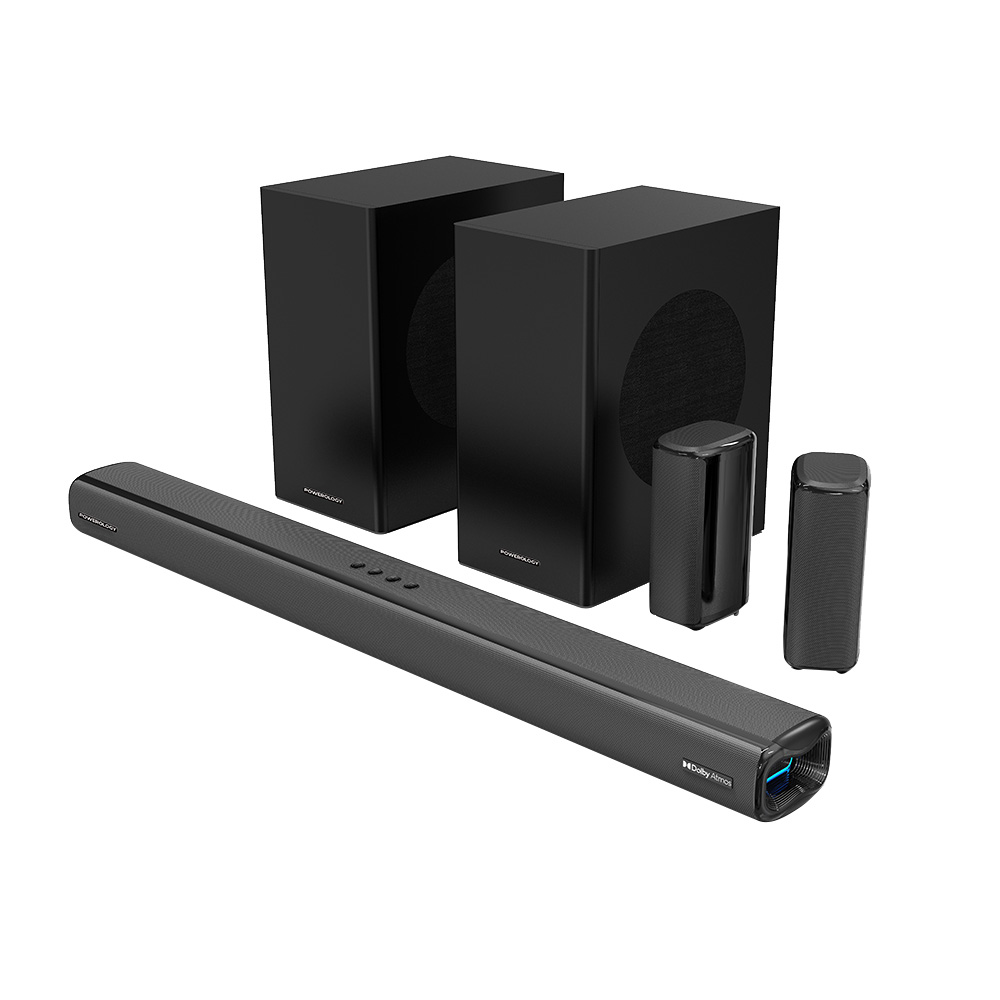 Powerology - 5.2.4 CH Home Theater Soundbar - Black
