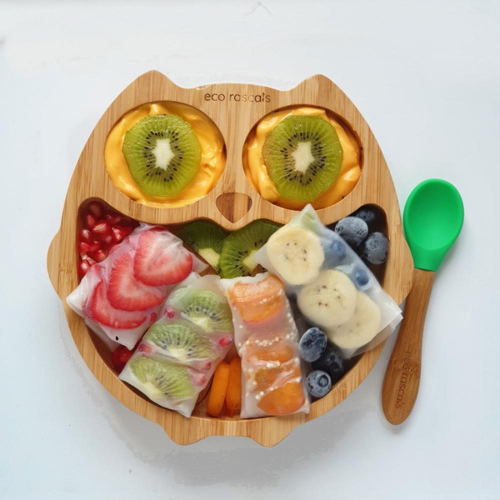 Eco Rascals - Owl Shaped Bamboo Suction Plate - Multicolor