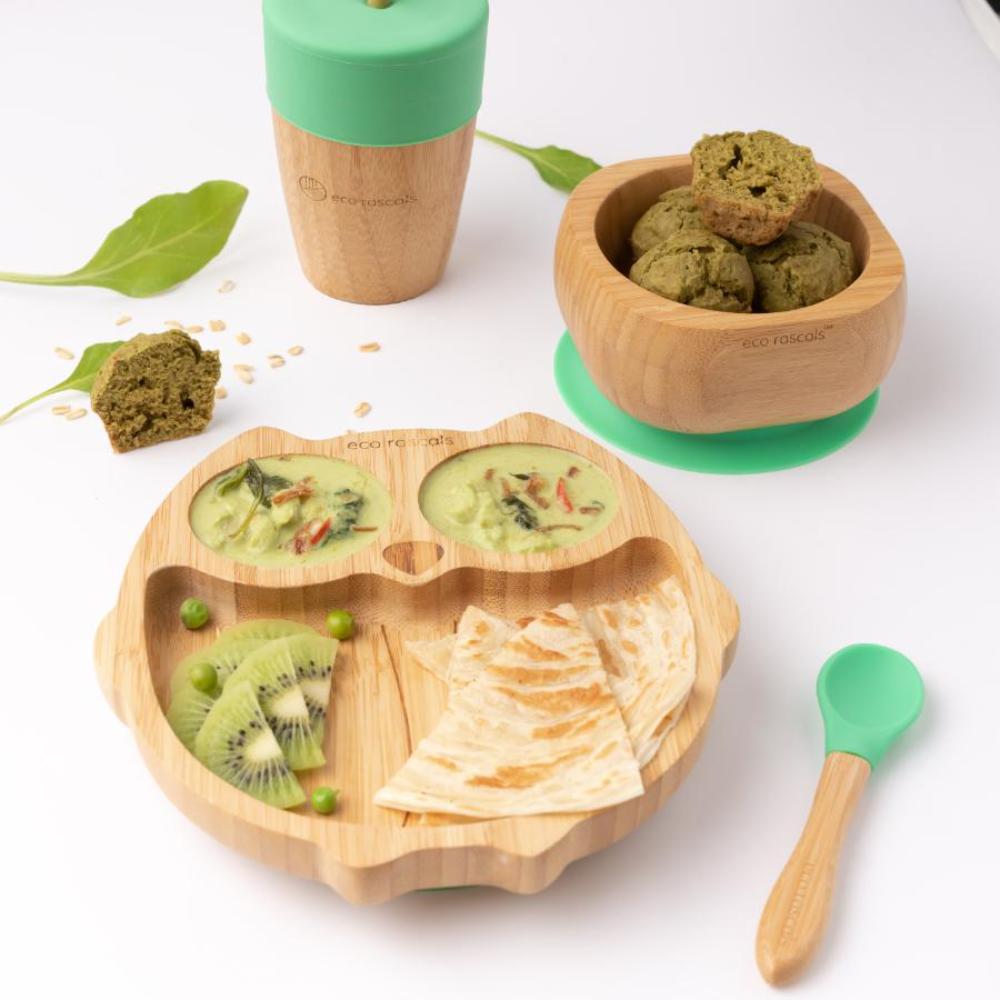 eco rascals - Owl Combo Bamboo Suction Plate, Bowl, Cup And Spoon Set
