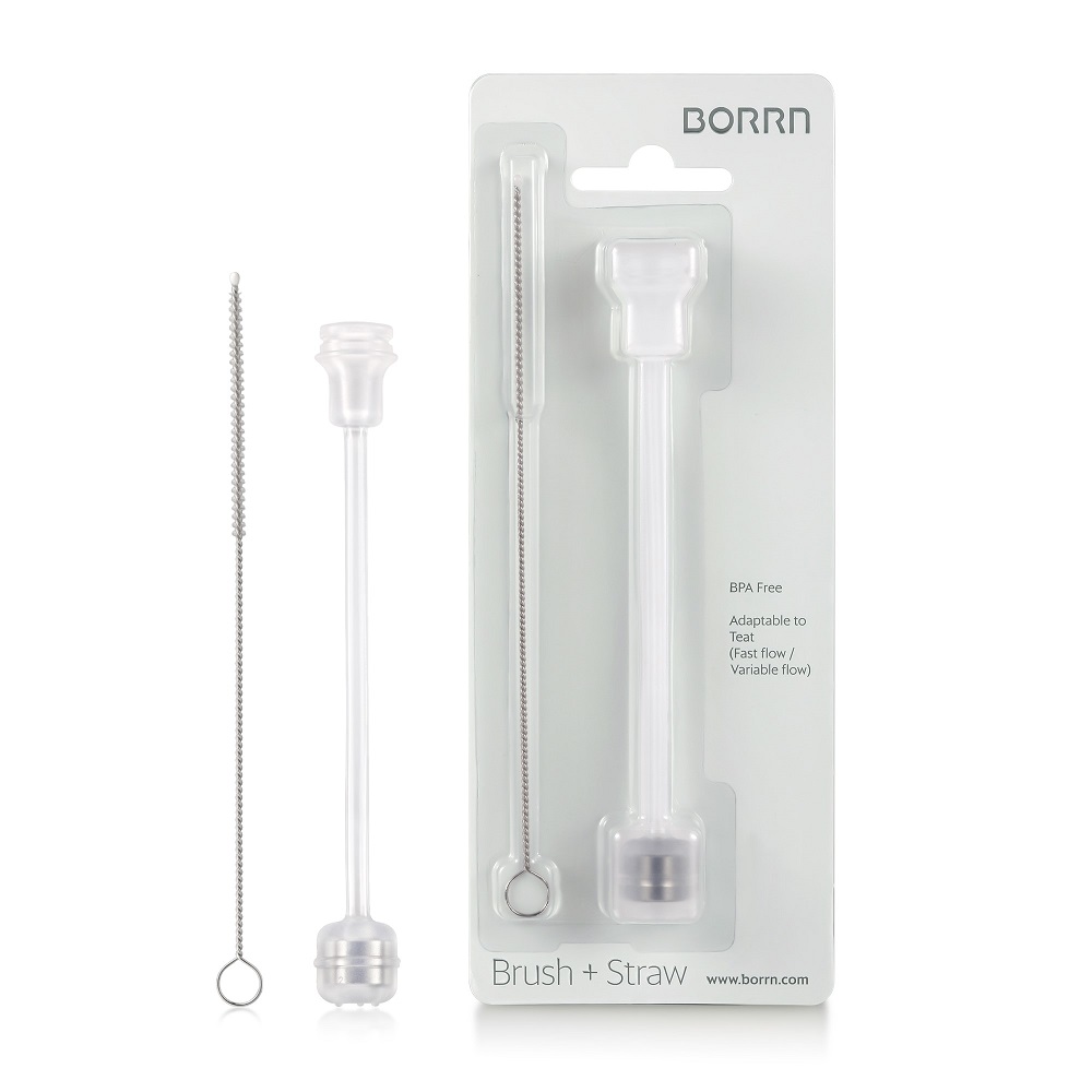Borrn - Silicone Brush And Straw Set Only - Clear - 2 Pcs