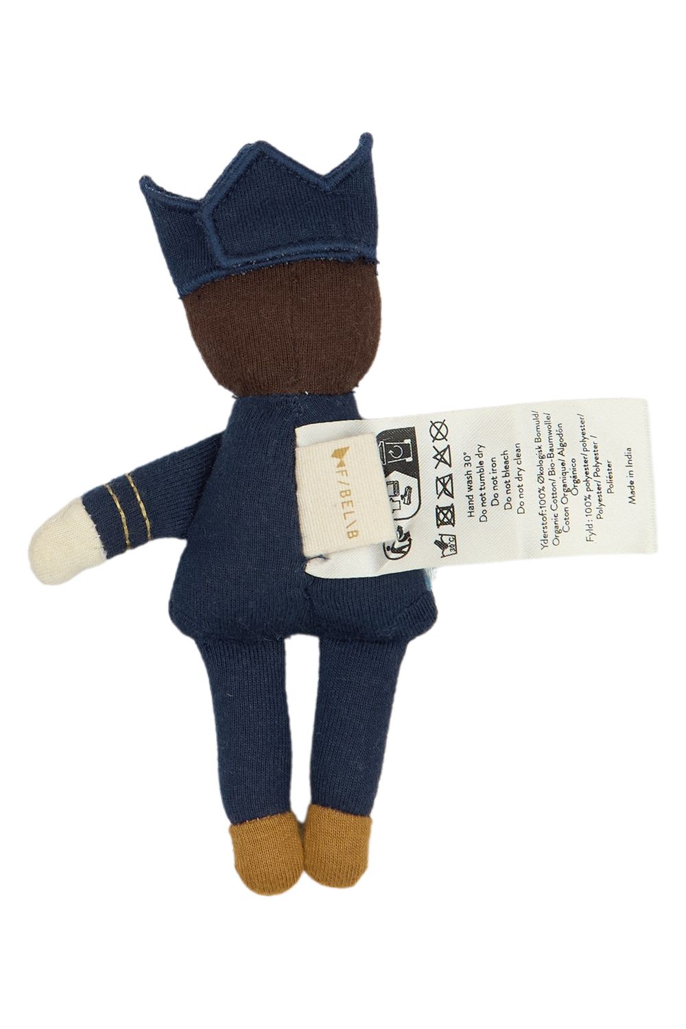Fabelab - Organic Pocket Friend Plush Toy - King - Peacoat - 14 cm