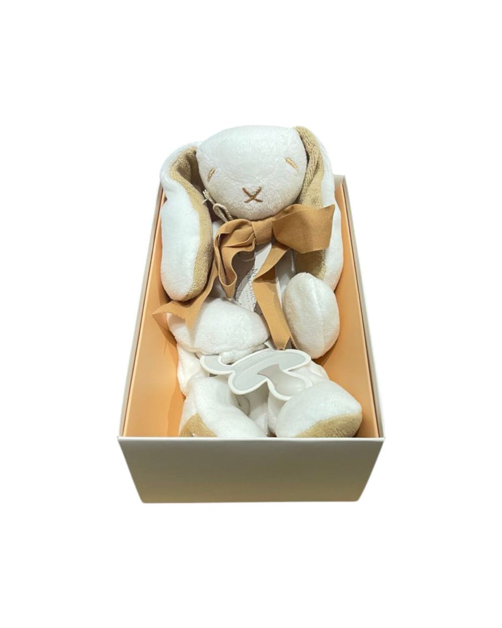 Maud N Lil - Organic Binky the Bunny Soft Toy Comforter in Gift Box - White/Sand