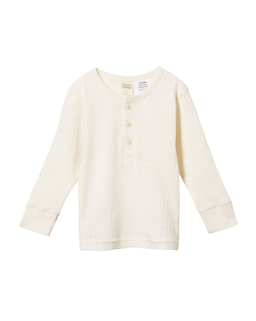 Nature Baby - 2pc-Set - Baby's Cotton Pointelle Pyjama Top & Pants - Natural