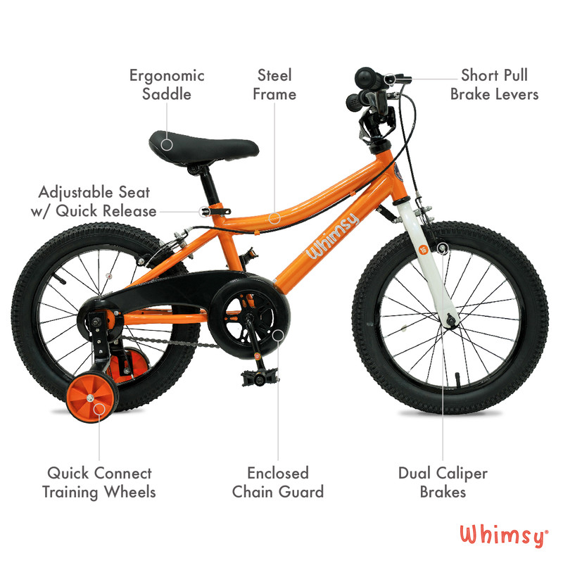 Whimsy Wheels - Classic Kids Cycle - 16 Inch - Orange