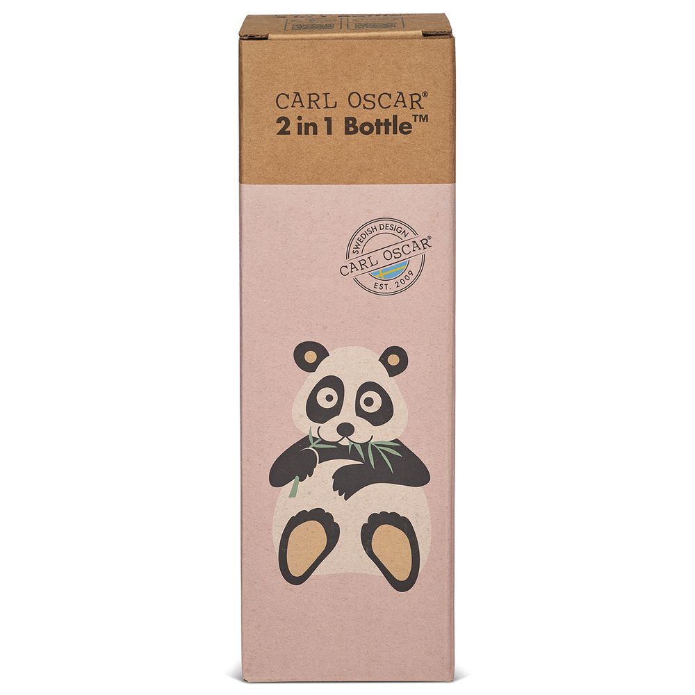 Carl Oscar - 2-In-1 Kids Water Bottle - Pink Panda - 300 ml