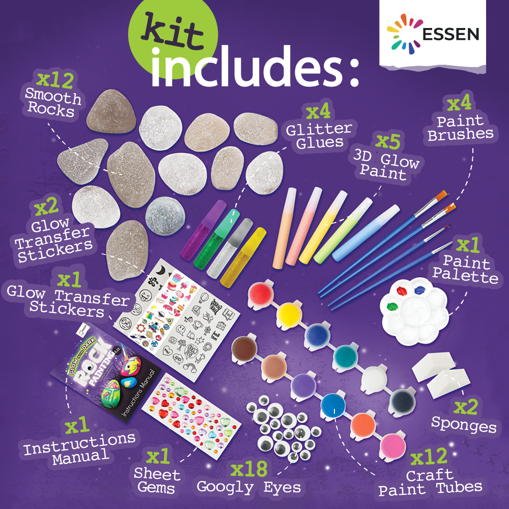 Essen - Rock Painting Kit Glow In Dark Diy Art Craft For Kids