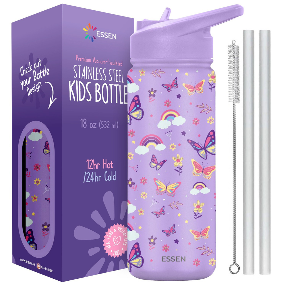 Essen - Stainless Steel Water Bottle - Butterfly - 532ml