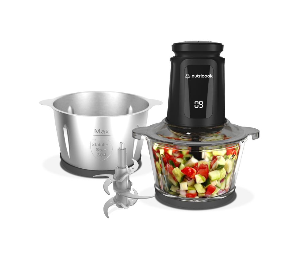Nutricook - Multi-Purpose Glass Chopper & Mincer - Black