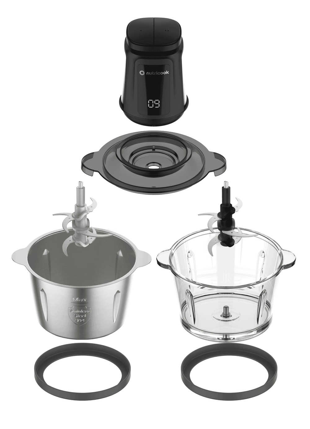 Nutricook - Multi-Purpose Glass Chopper & Mincer - Black