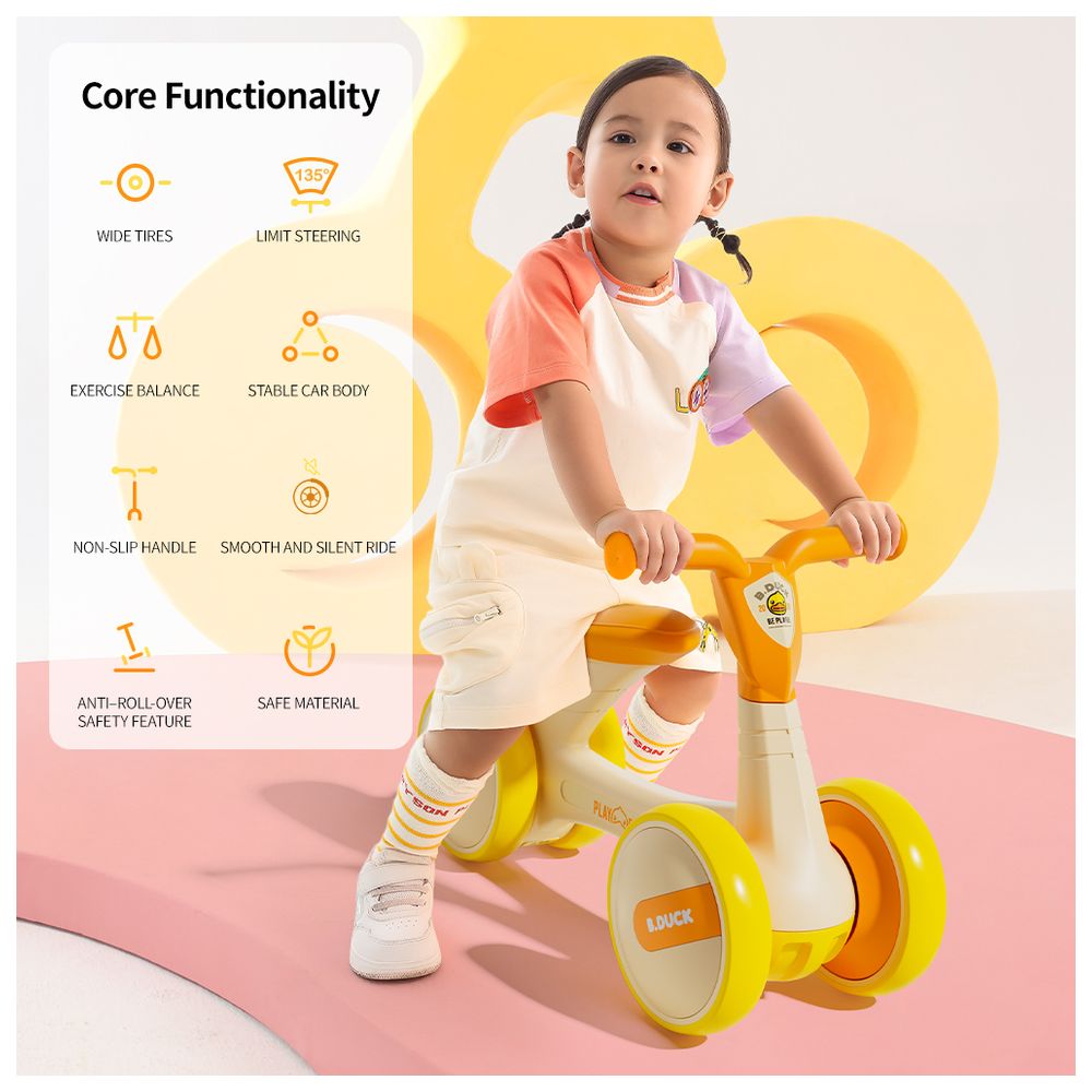 B.Duck - Toddler Balance Bike With Anti-Slip Handle & Wheels - Yellow
