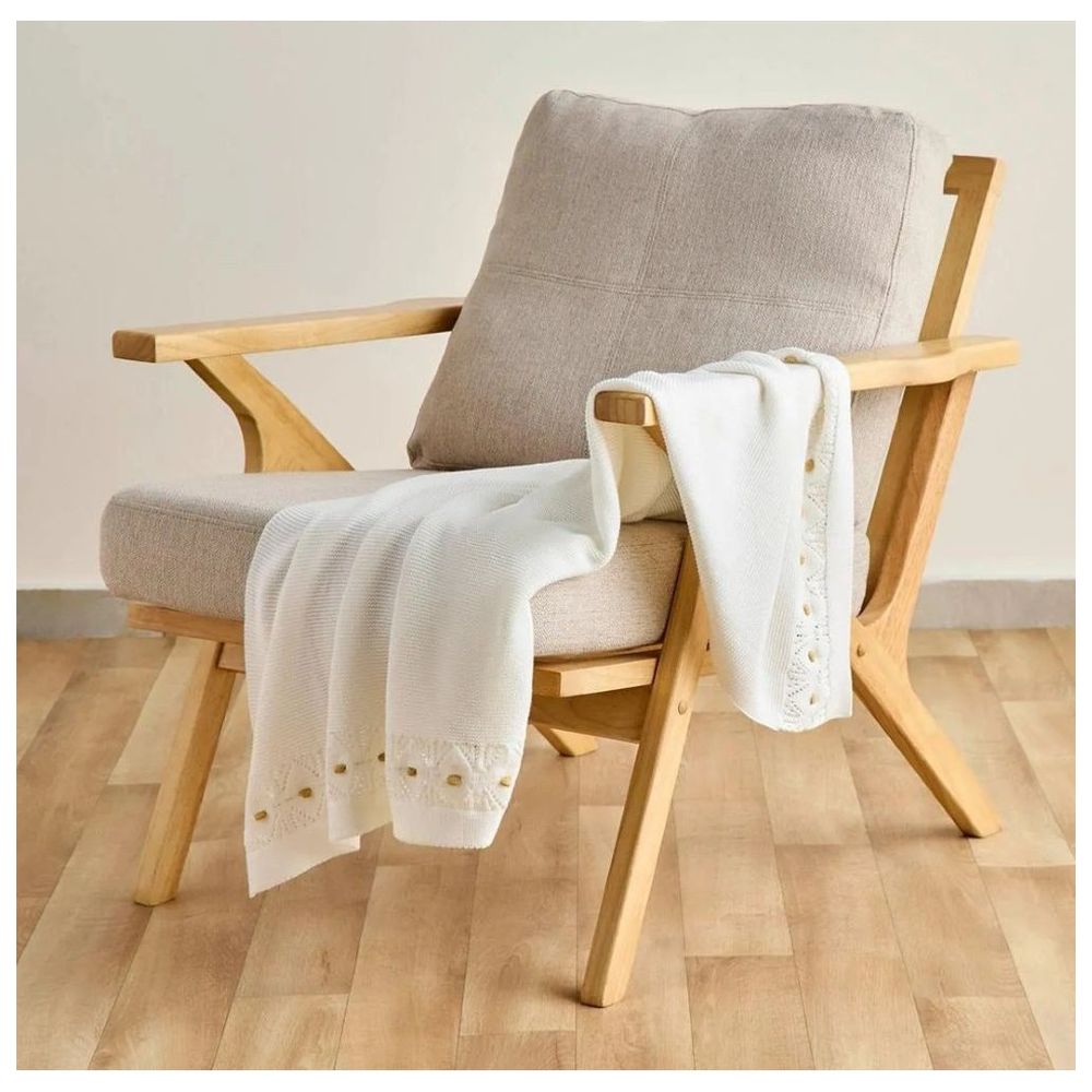 Nini - Baby Organic Cotton Knitted Baby Blanket – Snow White