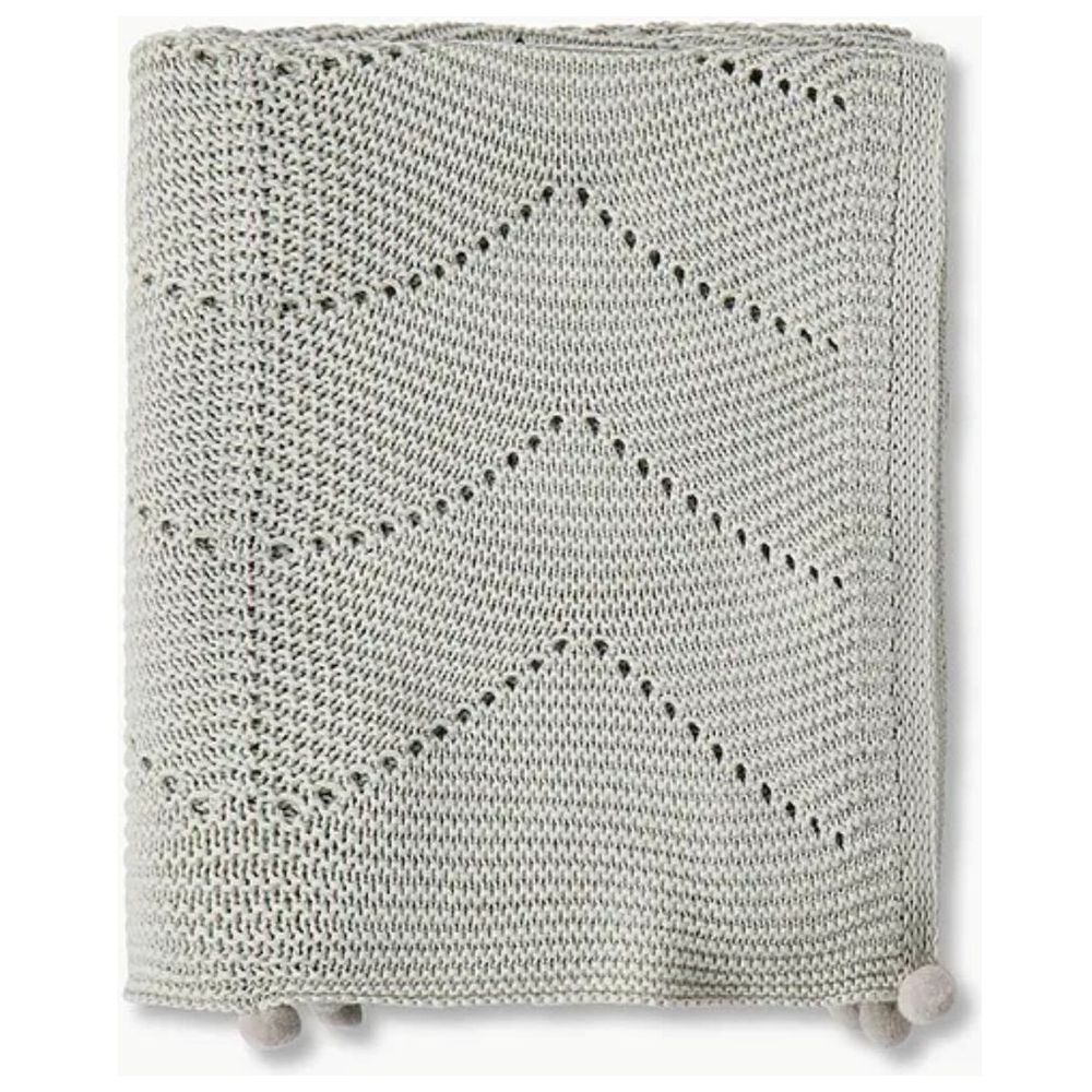 Nini - Baby Organic Cotton Knitted Baby Blanket - Oyster Grey
