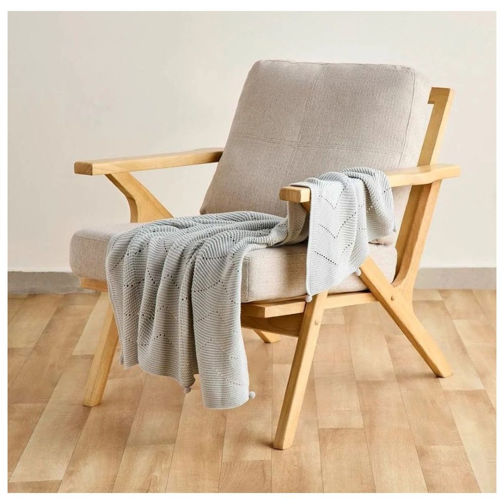 Nini - Baby Organic Cotton Knitted Baby Blanket - Oyster Grey