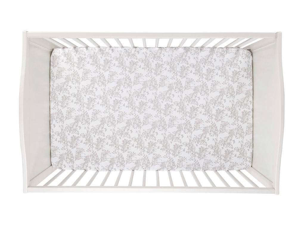 Nini Baby Crib Cot Fitted Cotton Sheet Only - Aura Grandeur Grey