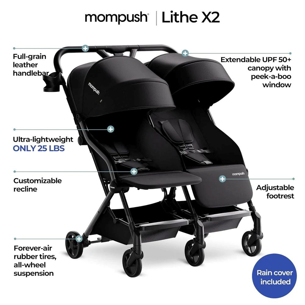 Mompush Lithe Double Lightweight Side by Side Stroller