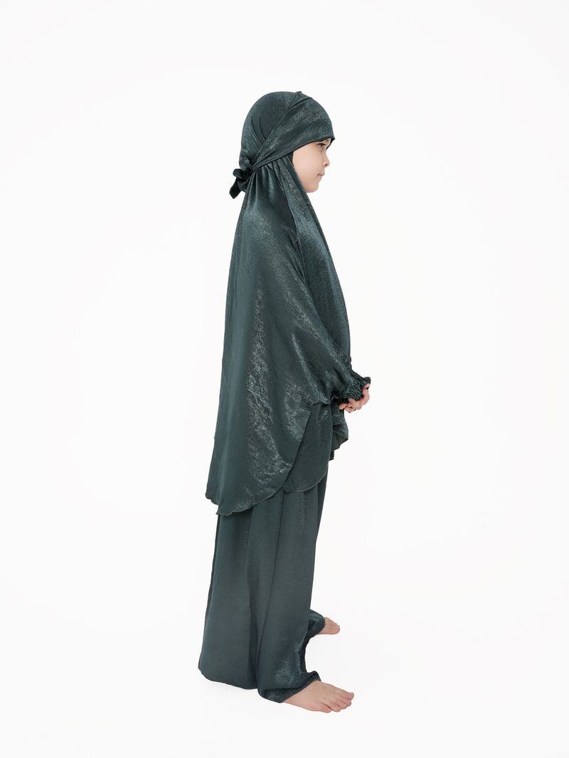 The Modest Company - 2pc-Set - Skirt And Jilbab Top - Dark Green Velvet