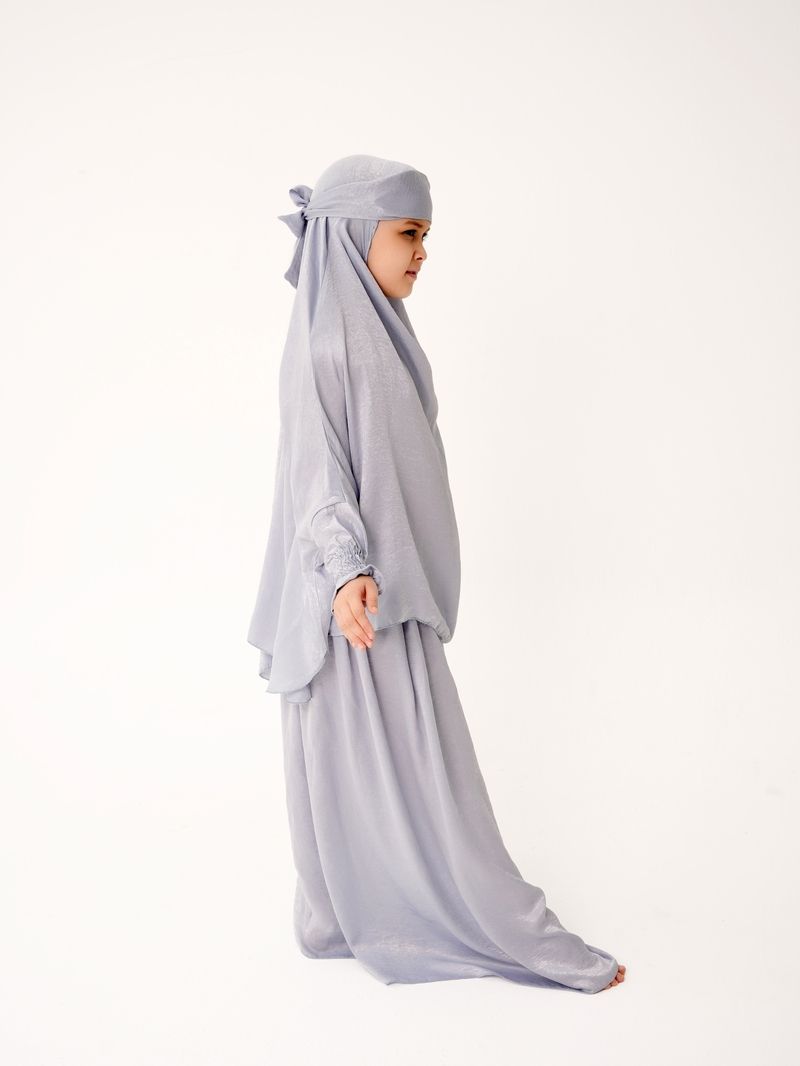 The Modest Company - 2pc-Set - Skirt And Jilbab Top - Silver Grey Velvet