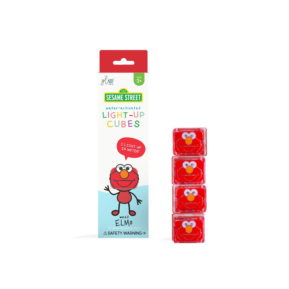 Glo Pals - Sesame Street light up baby & kids bath toys glow cubes - Red - 4 Pcs