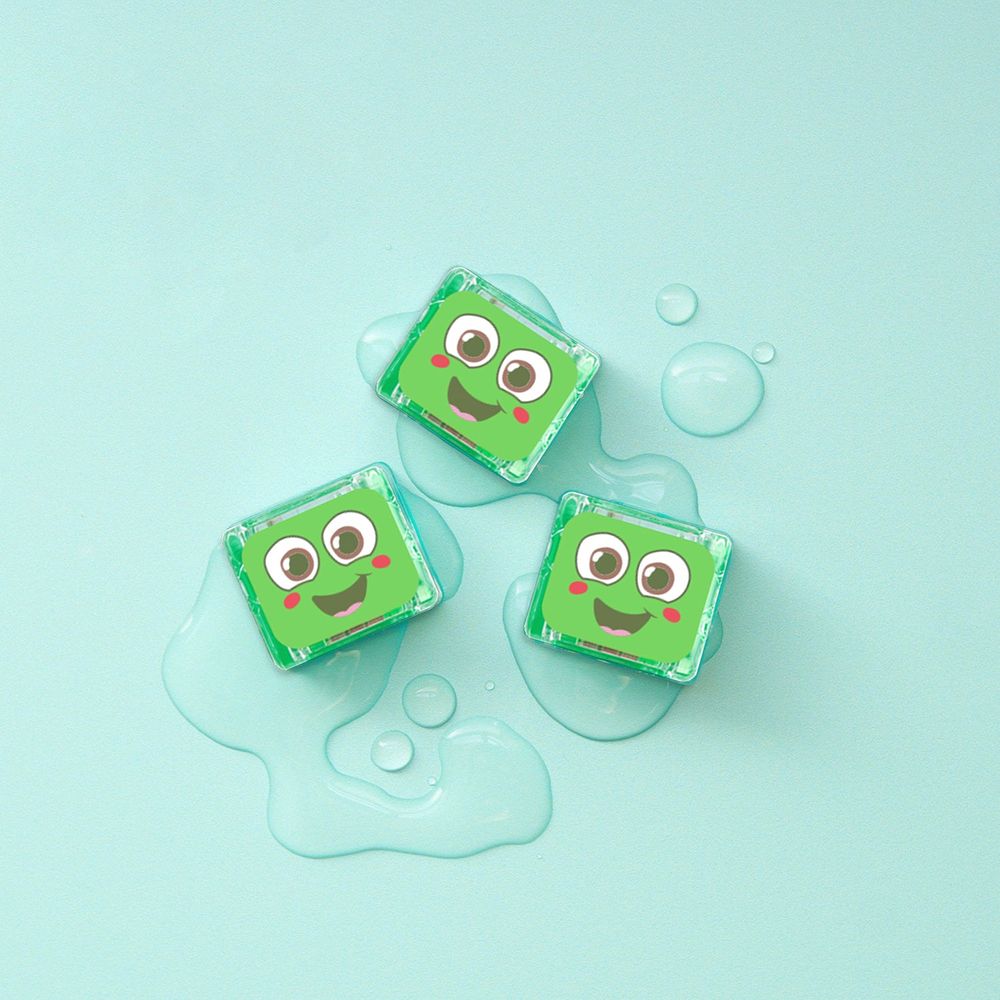 Glo Pals - Christmas light up baby & kids bath toys glow cubes - Green - 4 Pcs