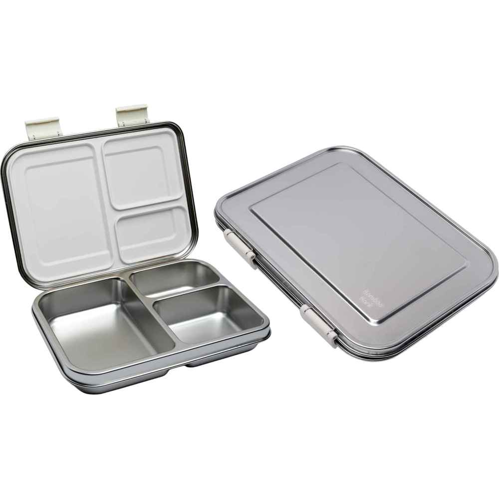 Bamboo Bark - Stainless Steel Lunch Box With 3 Compartments - Silver