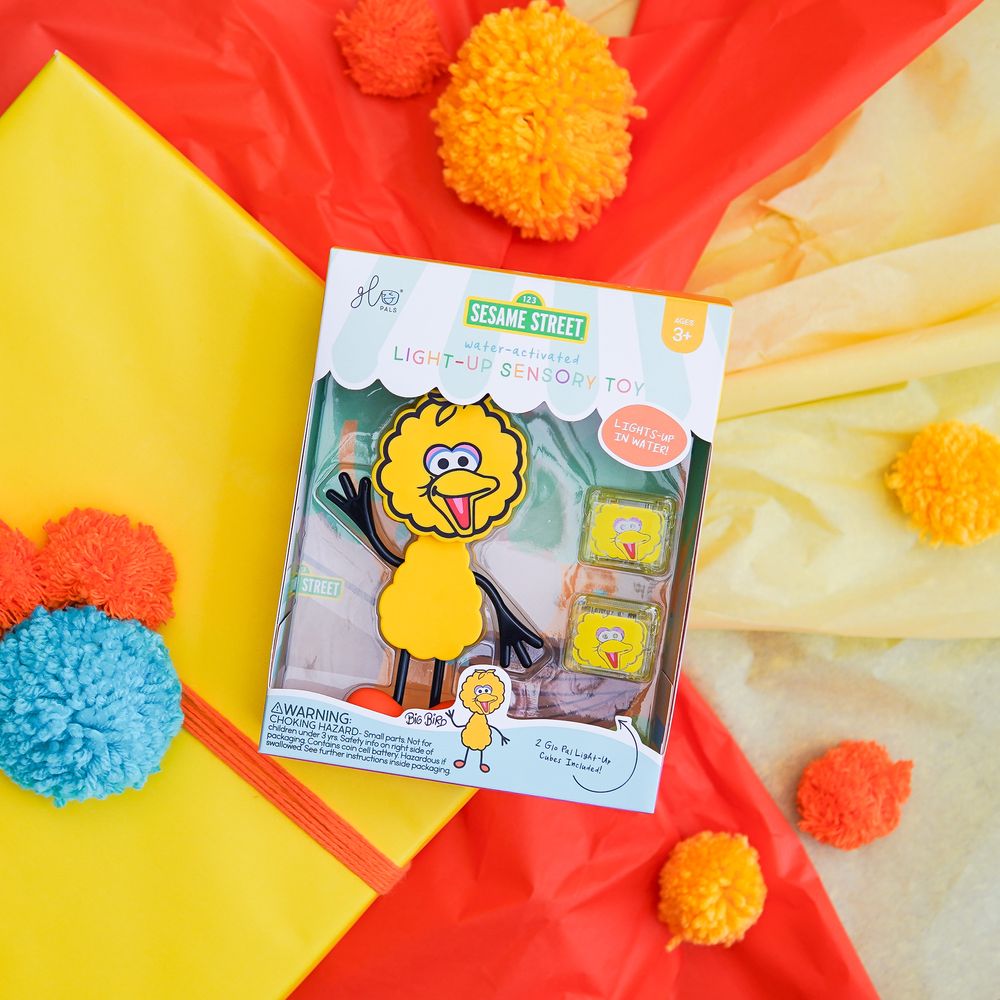 Glo Pals - Baby Kids Bath Toys Glow Cubes And Character Big Bird - Yellow