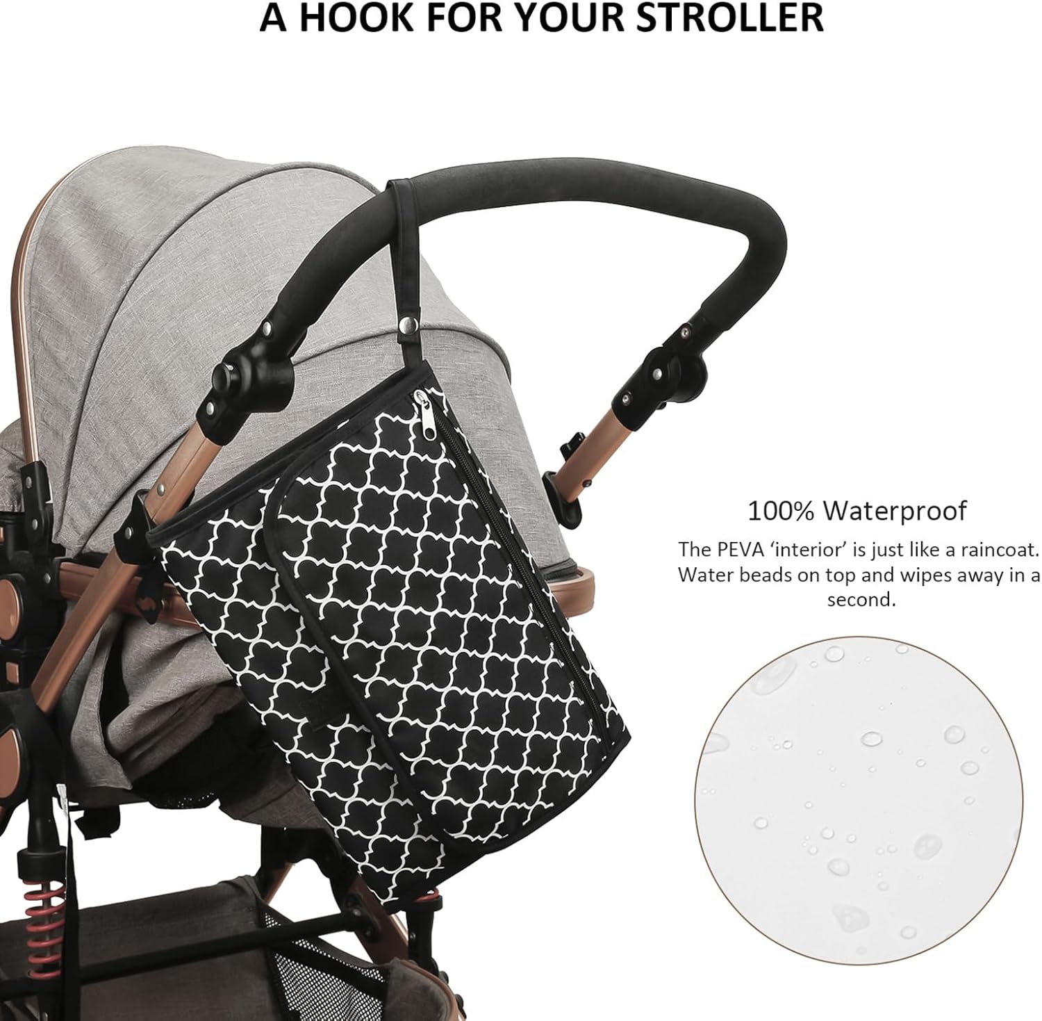 Sybil's Quatrefoil Pattern Travel Nappy Changing Mat - Black