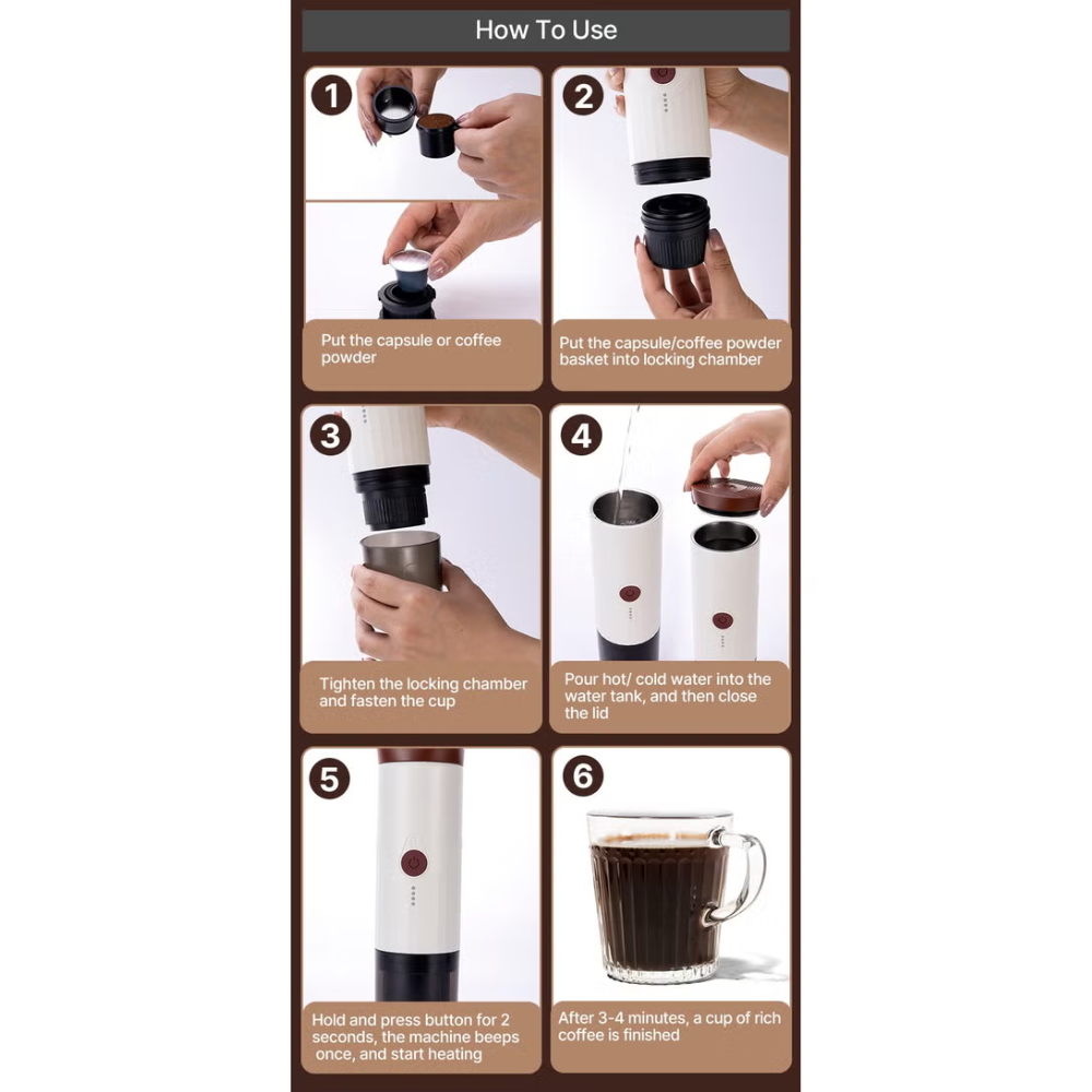 echohaus - Takeawake Portable Espresso Coffee Machine - Brown