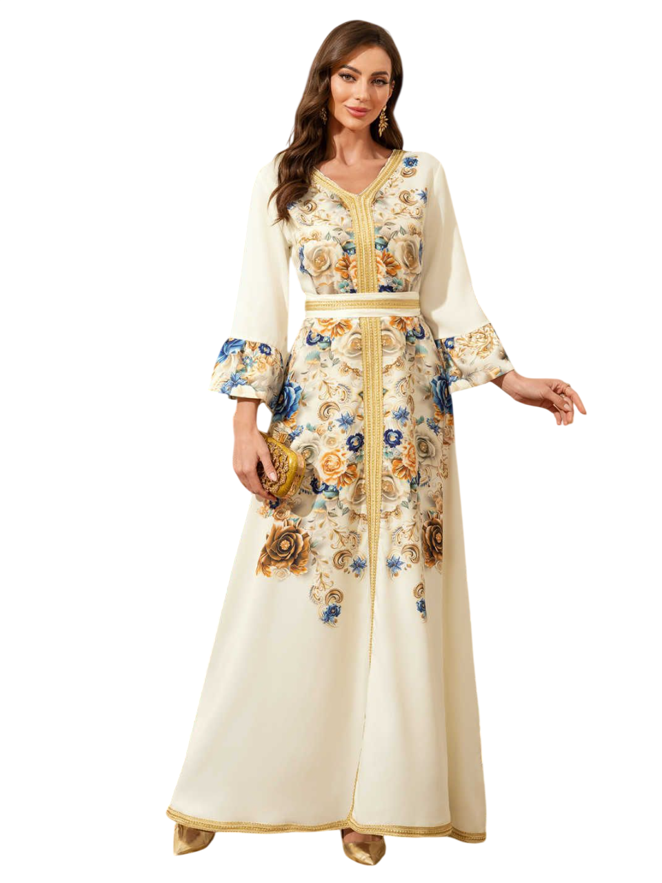 Bidani - Zahra Embroidered Velvet Touch Maxi - Multicolor