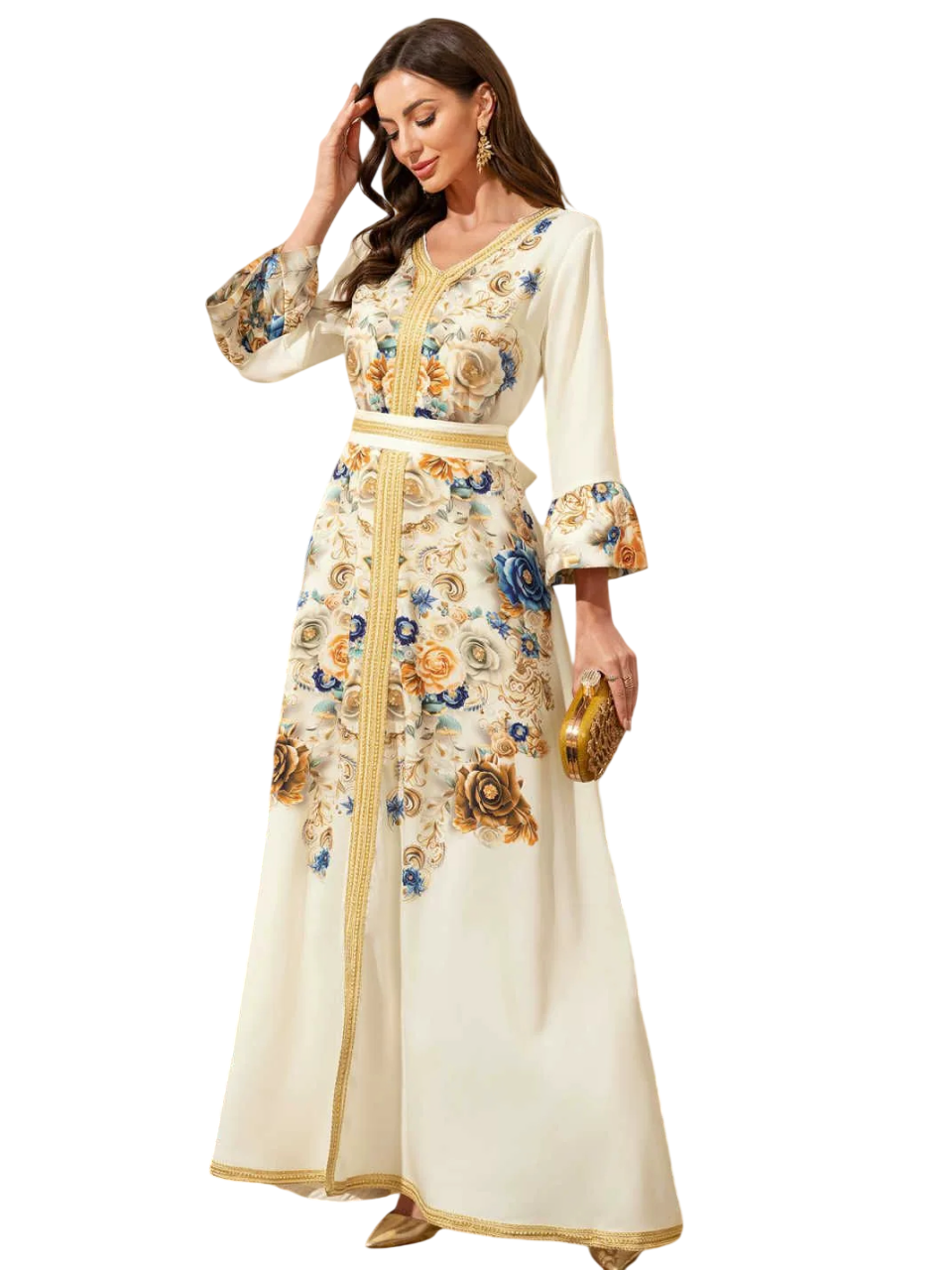 Bidani - Zahra Embroidered Velvet Touch Maxi - Multicolor